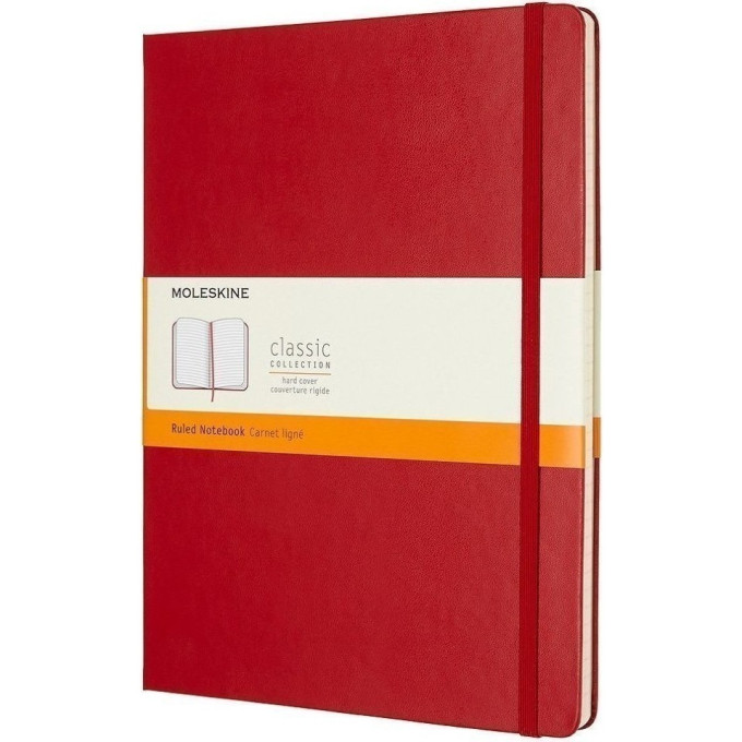 Блокнот MOLESKINE Classic XLarge, линейка, красный QP090F2